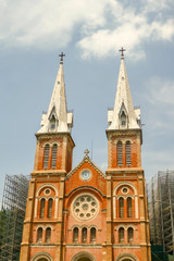 Front of Notre Dame Cathedral in Ho Chi Minh City Vietnam