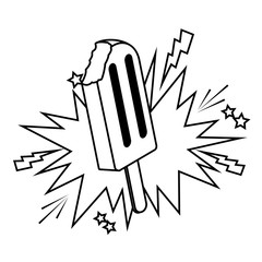 ice lolly and speech bubble black and white