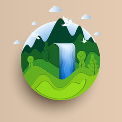 Earth Day paper cut style. Eco Friendly concept.