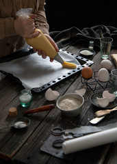 Process of cooking french dessert eclairs