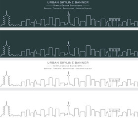 Fototapeta premium Jednoliniowy baner panoramiczny Kioto