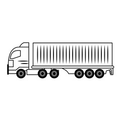 Cargo truck vehicle isolated black and white