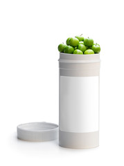 Swap your pills to a fresh green apples. Concept of nature made vitamin supplement from natural fruits
