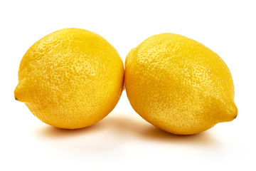 Fresh lemon fruits, close-up, isolated on white background