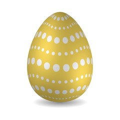Realistic golden Easter egg decorated with dots