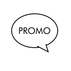 Logotipo con texto PROMO en burbuja lineal color negro