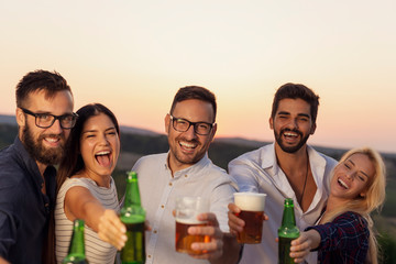 Friends drinking beer