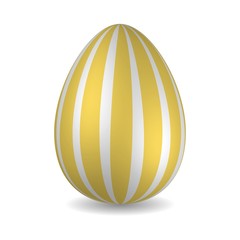 Realistic golden Easter egg decorated with stripes