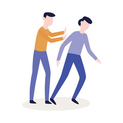 Unsuspecting person being pushed by a bully