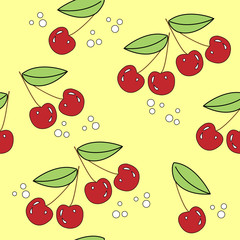 Cherry seamless pattern. Vector texture for textile, wrapping, wallpapers and other surfaces.