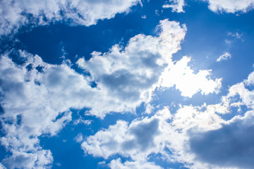 beautiful blue clouds sky background on the nature of the park