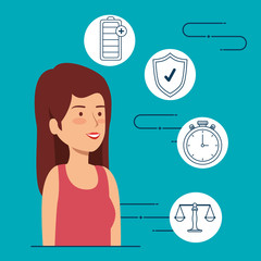 woman balance with battery and shield security