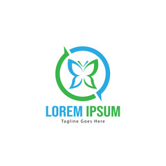 Butterfly logo template design. Butterfly logo with modern frame