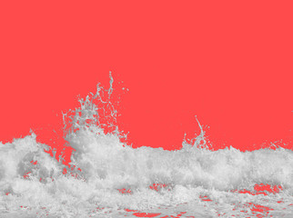 white sea foam isolated on a bright pink background, the concept of summer vacations