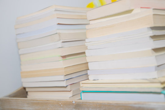 Stack of colorful books on background - Image
