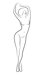 Fototapeta premium Silhouette of a sweet standing lady. The girl has a beautiful figure. Vector illustration.