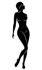 Silhouette of a sweet standing lady. The girl has a beautiful figure. Vector illustration.