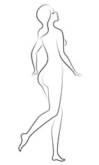 Silhouette of a sweet standing lady. The girl has a beautiful figure. Vector illustration.