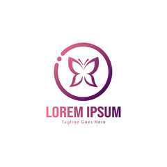 Butterfly logo template design. Butterfly logo with modern frame