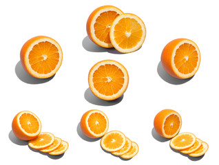 Ripe juicy delicious orange on blue background. Healthy eating and dieting concept