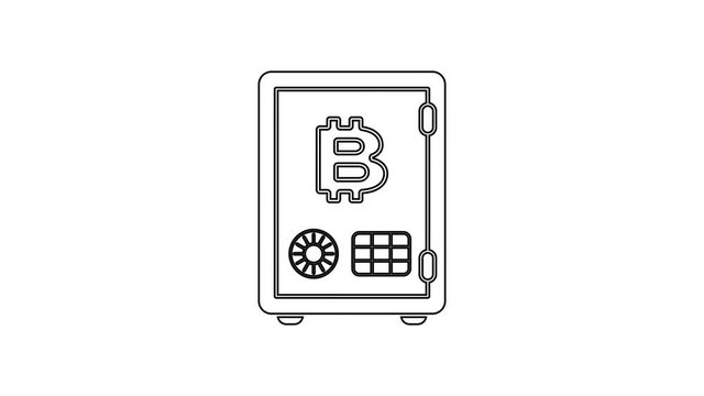 Grey Proof of stake line icon on white background. Cryptocurrency economy and finance collection. 4K Video motion graphic animation