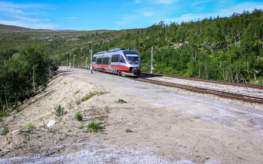 Fototapeta na wymiar Railway in the mountains of Norway