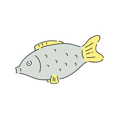 Fish drawing isolated on white background