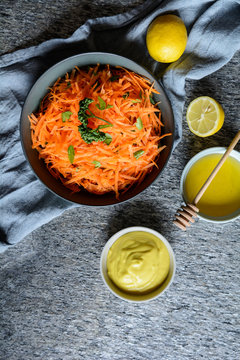 Traditional French grated carrot salad
