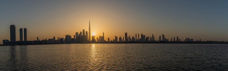 Dubai City Skyline, Residential and Business Skyscrapers in Downtown, Dubai, UAE