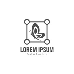 Butterfly logo template design. Minimalist Butterfly logo with modern frame vector design