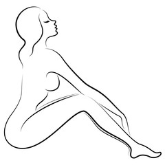 Silhouette of a sweet lady. The girl has a beautiful slim figure. The woman is walking. Vector illustration.