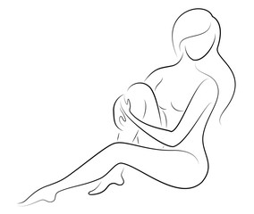 Silhouette of a sweet lady. The girl has a beautiful slim figure. The woman is walking. Vector illustration.