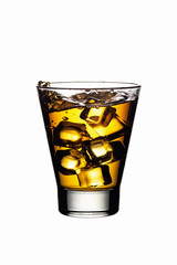 Drinks in glass glasses, glasses, on white background