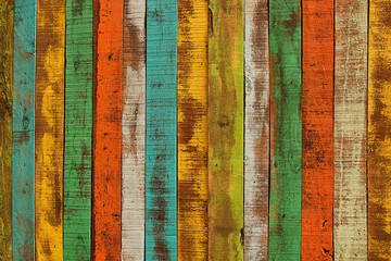 Wood texture. Fence from old multi-colored boards