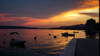 Sunset over the water in Croatia