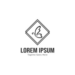 Butterfly logo template design. Minimalist Butterfly logo with modern frame vector design