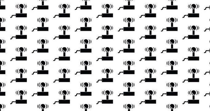 Video game joystick icons background clip motion backdrop video w/  seamless repeating loop.  Black & white retro classic video games gamer gaming pattern background high definition motion video clip