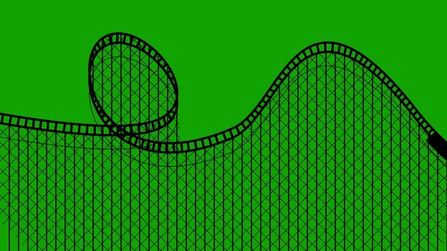 Amusement Park Roller Coaster On A Green Screen Seamless Looping