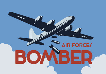 World war 2 bomber aircraft. Vector illustration.