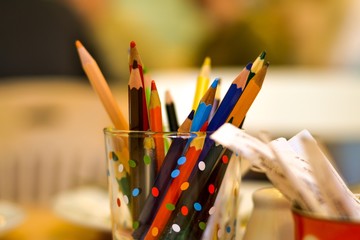 color pencils on white background