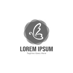 Butterfly logo template design. Minimalist Butterfly logo with modern frame vector design
