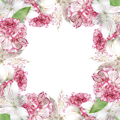 Fototapeta na wymiar Beautiful floral background of Alstroemeria and carnations. Isolated