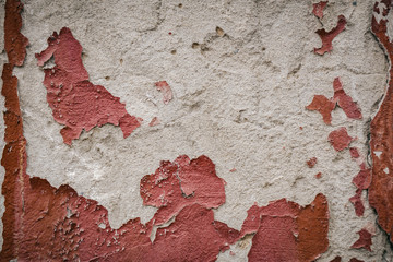 red crumbling wall, old abandoned wall architecture