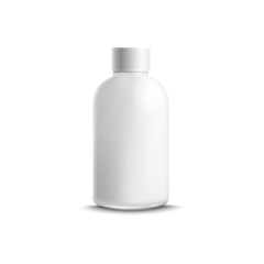 Blank plastic container or bottle for liquid cosmetic vector mockup isolated.