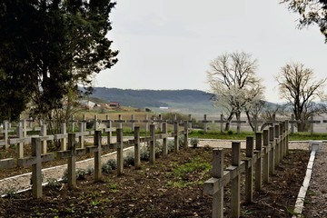 Fototapeta na wymiar Overview of WWII heroes cemetery, Oarba de Mures