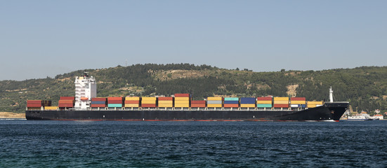 Container ship carrying goods