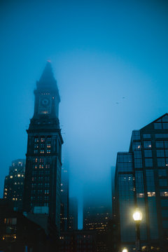 A rainy view of Boston