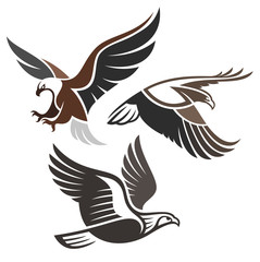 Stylized Birds in flight - Eagles
