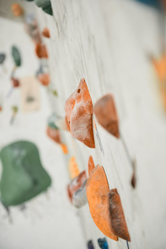 Close-up of artificial rocks on wall