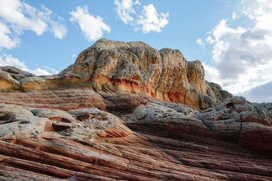 View of eroded sandstone rock formations at dawn, White Pocket, Arizona